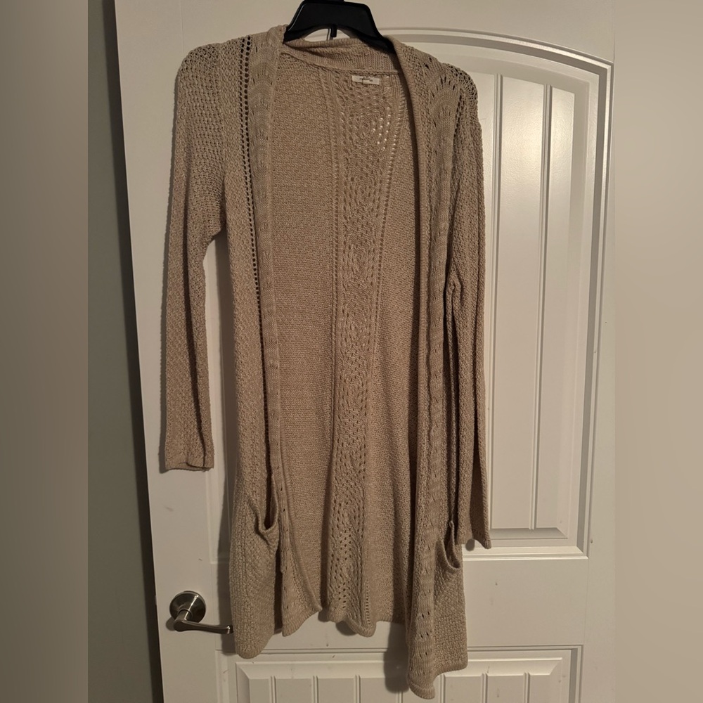 Maurices Tan Open-Front Cardigan